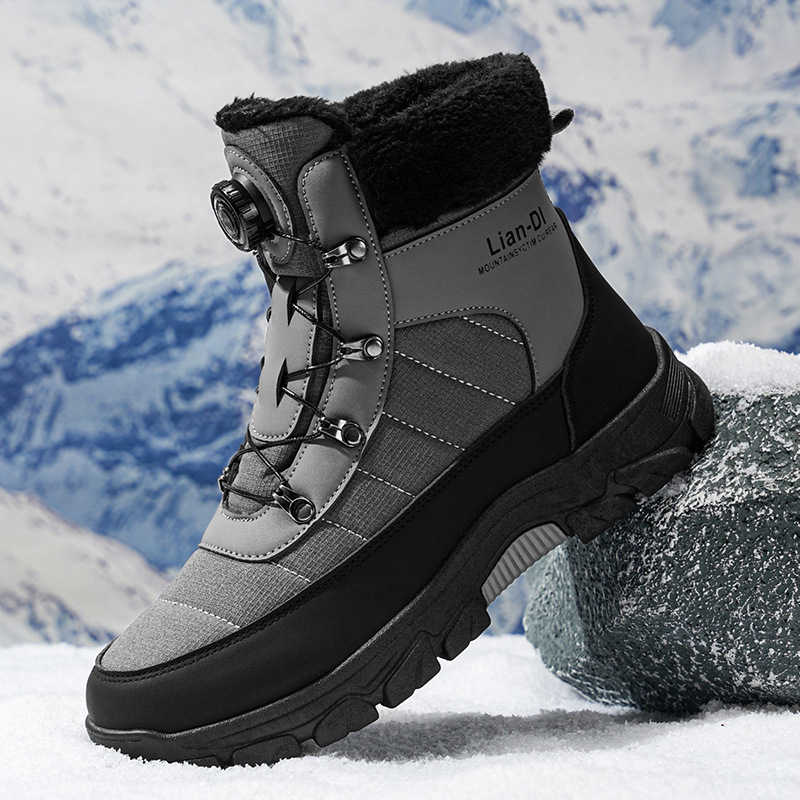 New Snow Boots Men Women Large Cotton Boots with Velvet Mid Top High Top Martin Boots for Warmth and Comfort