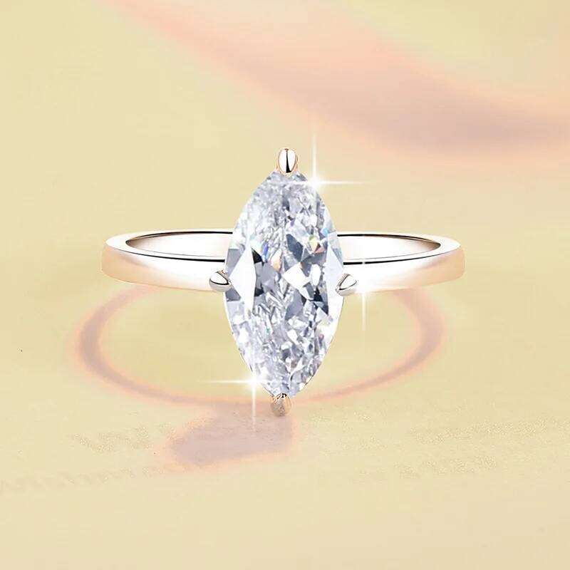 2CT D Color Moissanite Engagement Ring for Women 925 Sterling Silver Gold Plated Solitaire Rings Wholesale 748