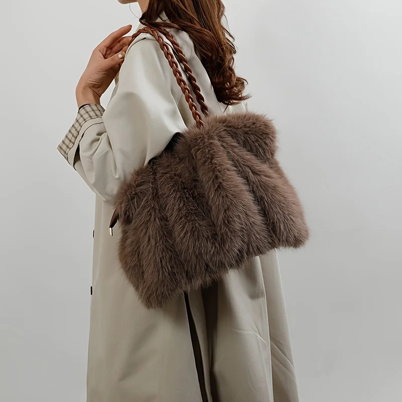 Faux Fox Fur Bucket Bag Elegant Winter Plush Handbag Perfect Holiday Gift for Christmas Valentines Day Shop Now 251225