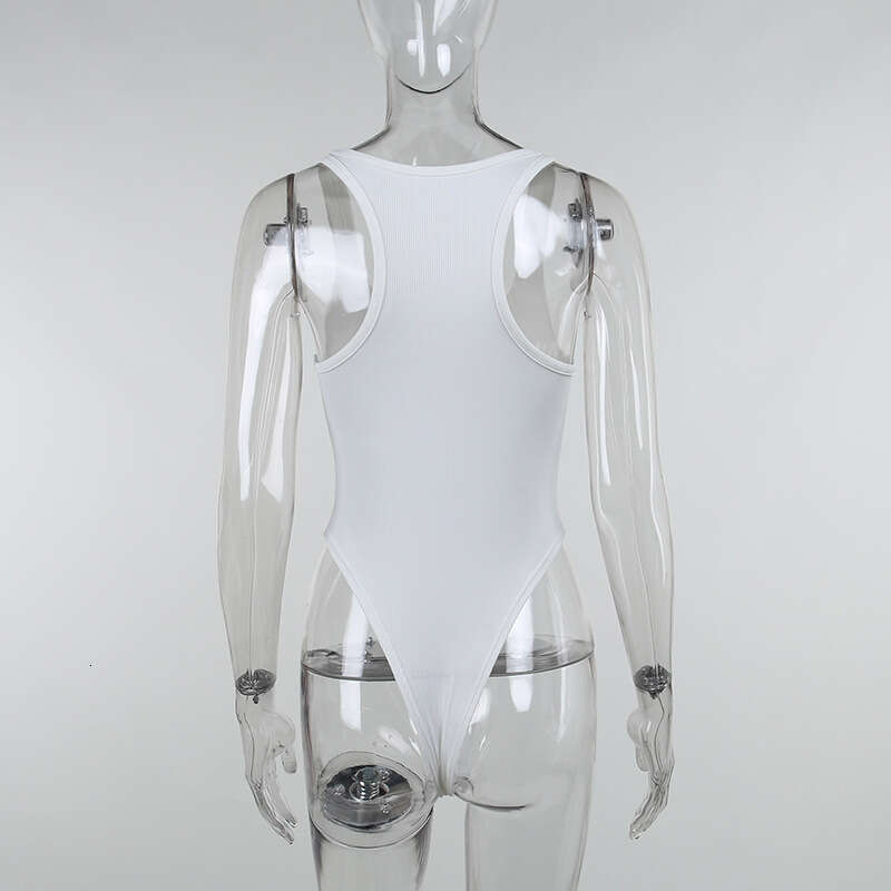 P0279BS European and American Cross-Border Fashion Street Style U-Neck Solid Color Sleeveless Tank Top Slim Fit High Waist Sexy Bodysuit