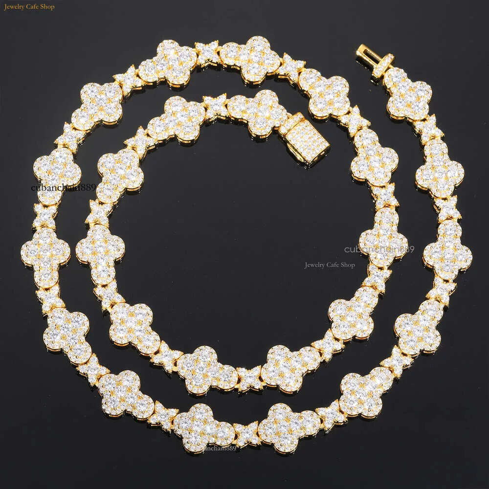 Exquisite necklace 10mm Iced Out Sterling Sier Moissanite Cross Cuban Link Chain Necklace GRA Certificated Pass Diamond Tester for Men Gift