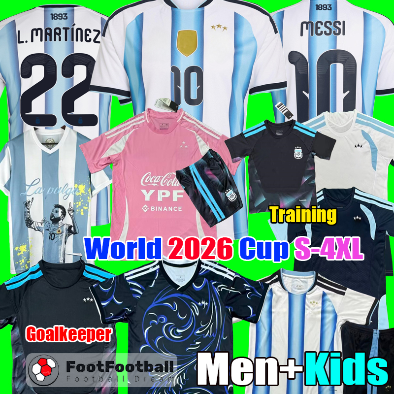 S-4XL 2026 Argentinas World Soccer Jerseys Cup DI MARIA DYBALA Football Shirt MARADONA MONTIEL MARTINEZ men kids Kit Camiseta de Futbol tops
