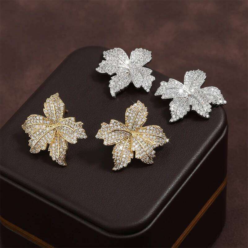 ZAKOL New Sparkling Micropaved Zirconia Leaf Flower Earrings Elegant Luxury Glamor Wedding Party Jewelry For Women