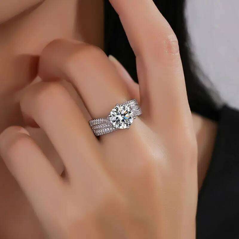5CT D Color Moissanite Ring For Women 925 Sterling Silver with White Gold Plated Lab Diamond Engagement Wedding Band Jewelry c9b