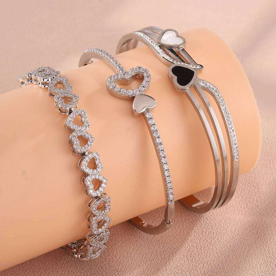 ZAKOL Heart-shaped Design Series Stainless Steel Bracelets for Women Waterproof Fashion Jewelry Gift
