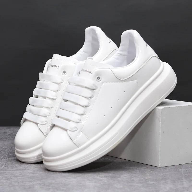 2026 Trendy Men's Shoes, Autumn New Glossy Black Casual Leather Shoes, Spring Fall Fashion Sneakers