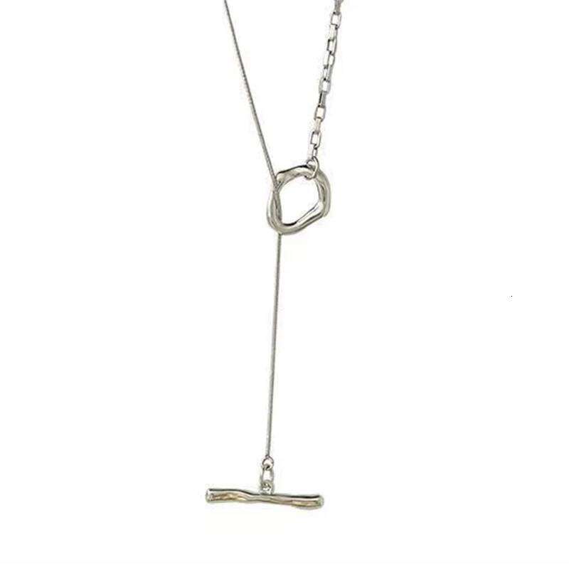 ZAKOL Korean Style O T Sweater Necklaces For Women Men Silver Color Metal Long Clavicle Chain Daily Party Jewelry Gifts