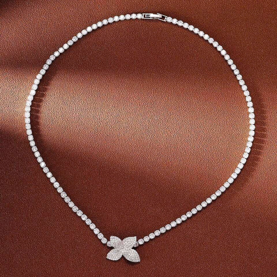 ZAKOL Exquisite Shiny Zirconia Leaf Charming Tennis Necklace for Women Dubai Bridal Unique Wedding Jewelry