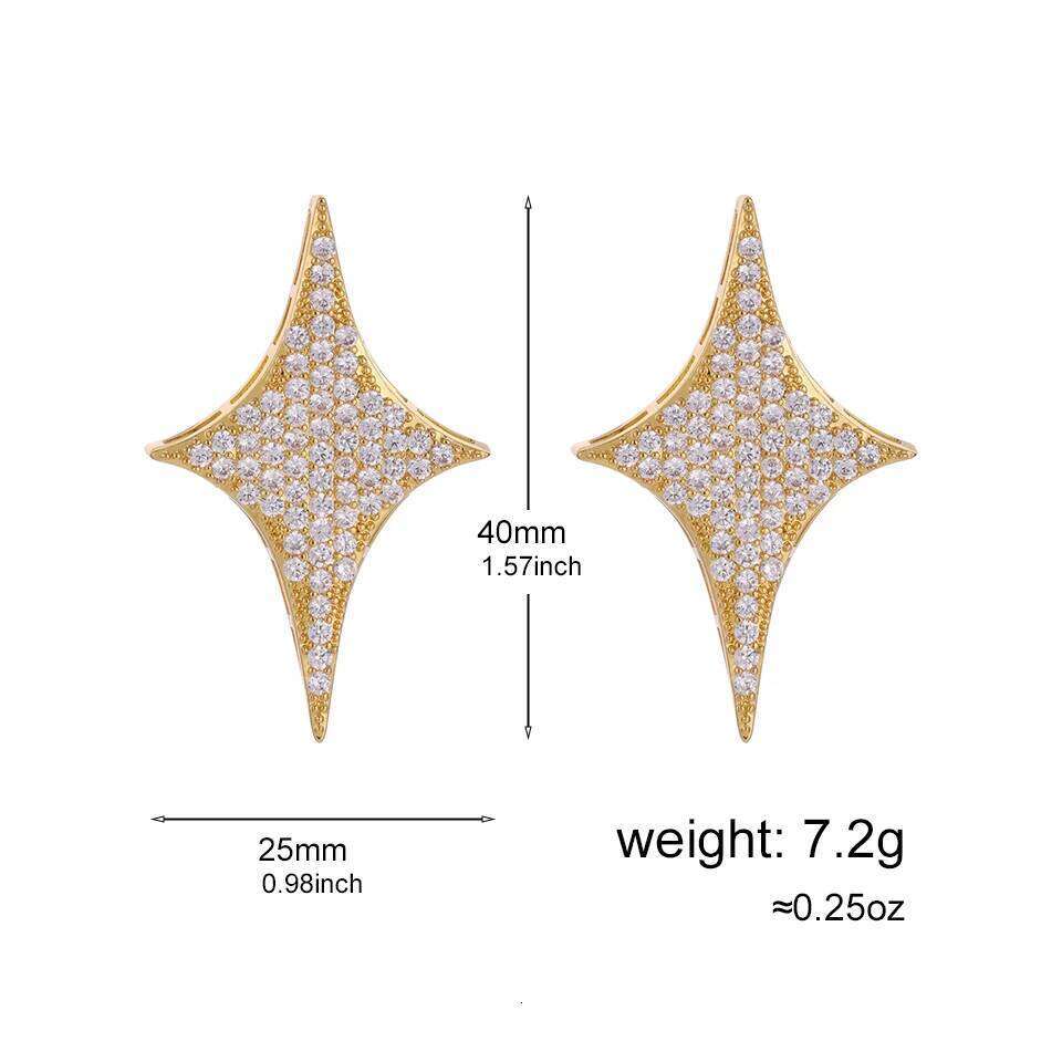 ZAKOL Micro Inlaid Zircon Four Pointed Star Earrings For Women Exquisite High-end Jewelry Gifts