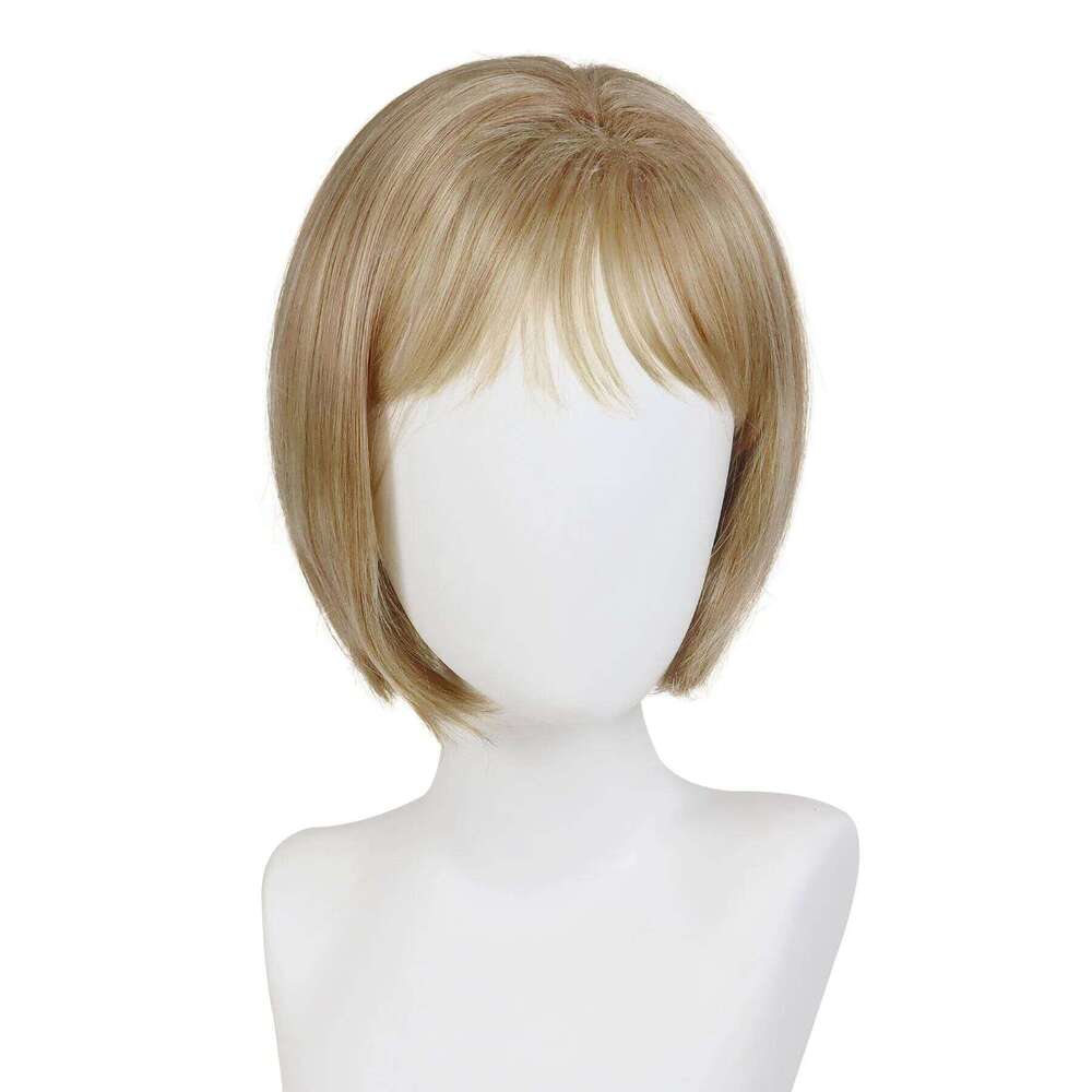 Short Bob Wig with Bangs for Women Synthetic Hair Mixed Blond Natural Hairstyles Heat Resistant Straight Replacement Wigs