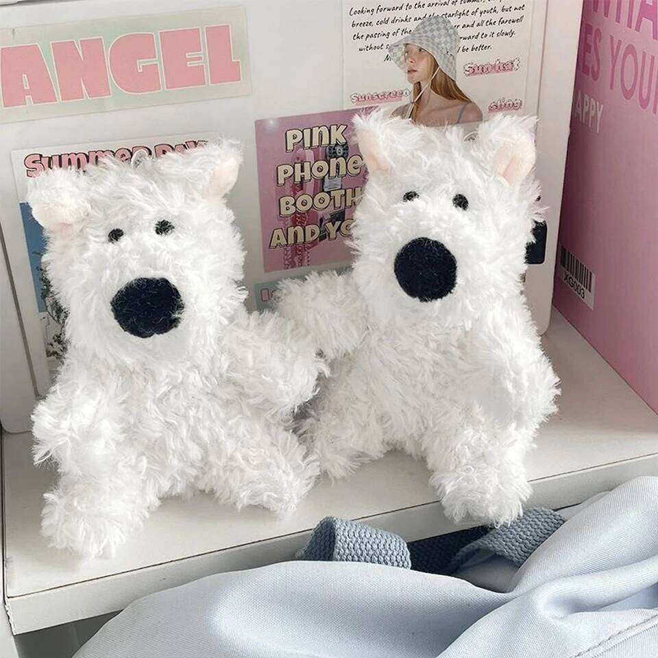 ZAKOL Cute West Highlands Plush Doll Keychain Puppy Cartoon kawaii Pendant Couple Bag Charms Accessories Gift