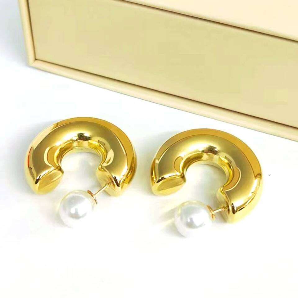 ZAKOL Chunky 316L Stainless Steel CC Hoop Earrings With Detachable Pearl Earplugs Personalized Gold Color Everyday Jewelry