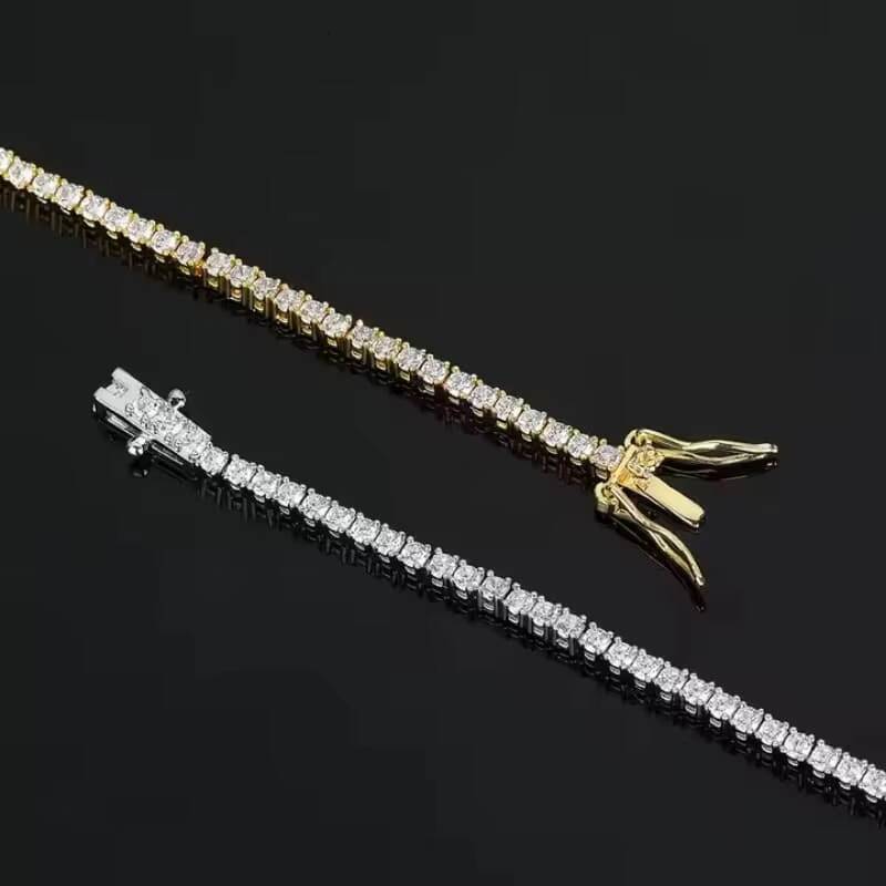 Hot Sale 25mm Round Brilliant Cut 5A Grade Shiny White and Black Cubic Zirconia Moissanite 925 Sterling Silver Tennis Bracelet