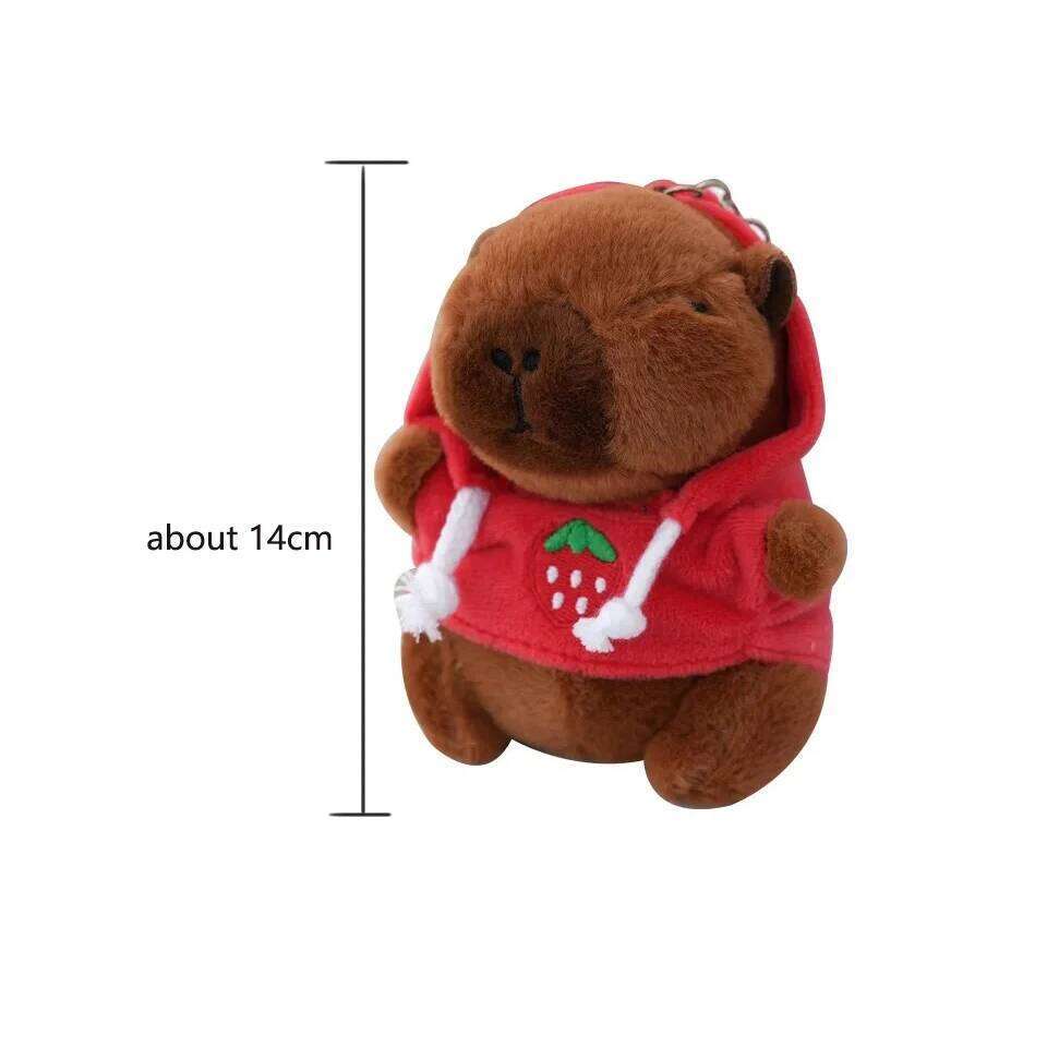 ZAKOL Cute Cartoon Capybara Pendant Keychain Plush Toy Bag Hanging Ornaments Lovely Kapila Doll with Clothes Animal Keyring