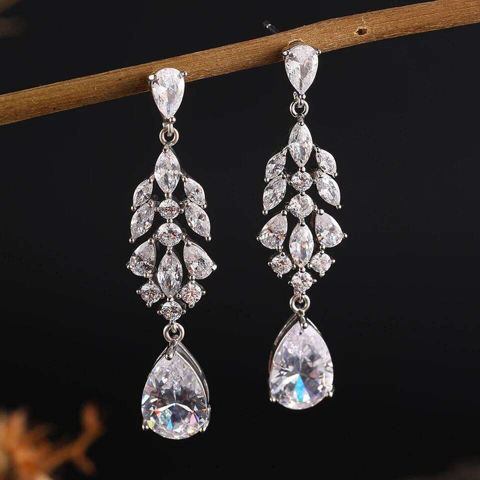 ZAKOL Clearance AAA Cubic Zirconia Wedding Bridal Dangle Earrings for Women Shiny Zircon Luxury Party Jewelry
