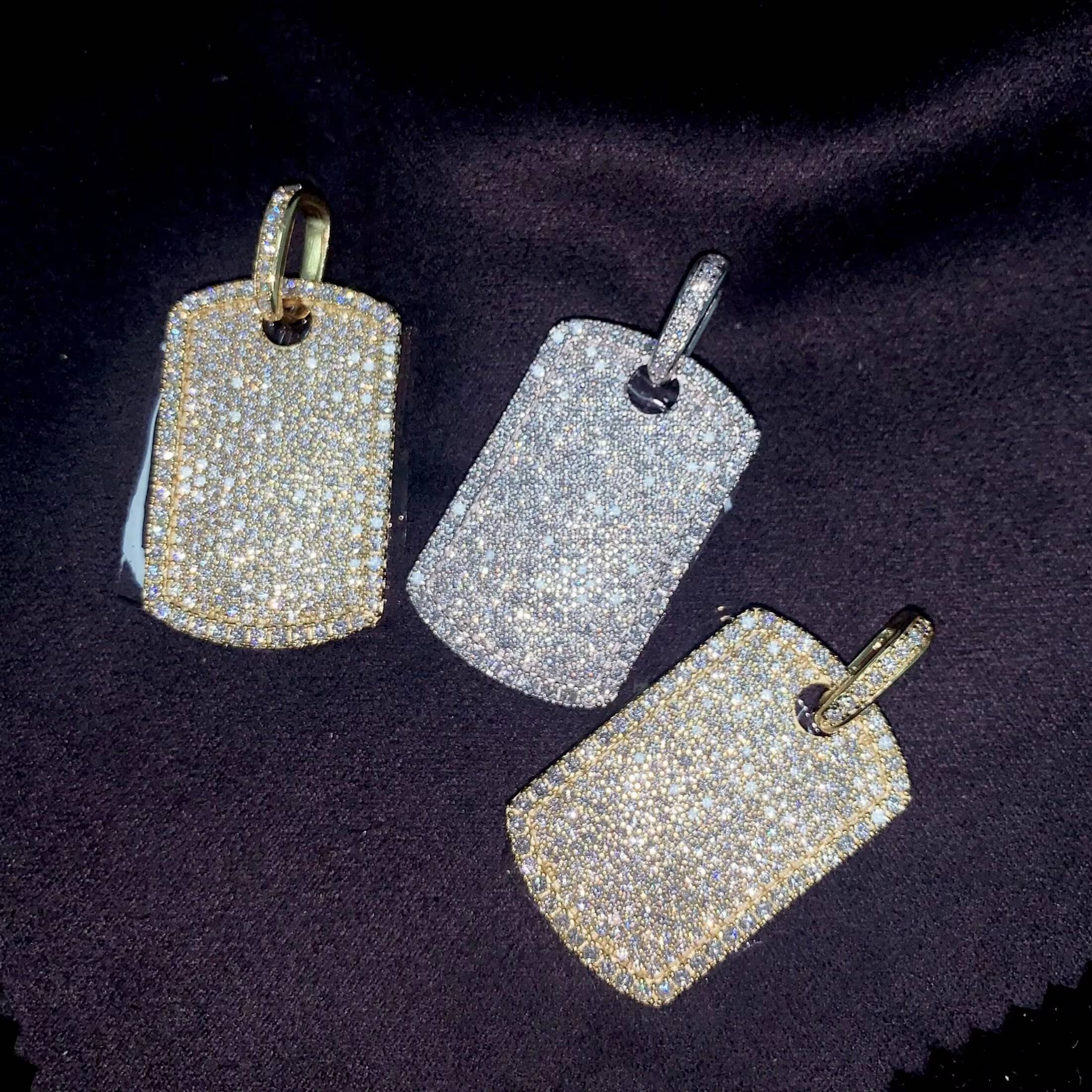 Classic Basic Everyday Iced Out Jewelry Dog Tag Pendant VVS Moissanite Pendants Iced Out Jewelry Custom Cross Pendant