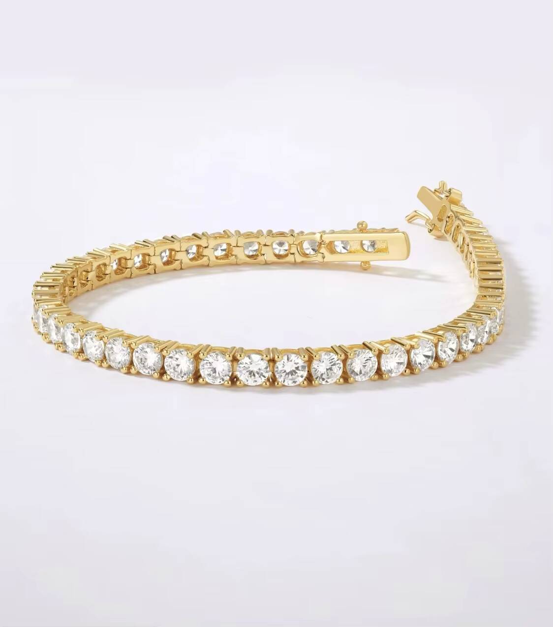 Qinglong Jewelry Factory Wholesale Price Moissanite Tennis Chain 9k 10k 14k 18k Gold Moissanite Tennis Bracelet Fine Jewelry