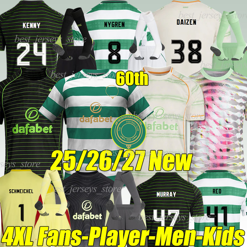 4XL 25/2026/27 Celts 60th jerseys Soccer Jerseys celticfc NYGREN IHEANACHO DAIZEN KENNY McCOWAN REO MURRAY FORREST JOTA Men Kids Kits socks set irish football jerseys