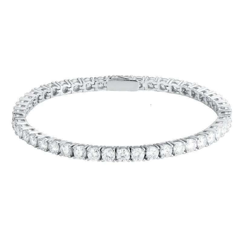 2/2.5/3/4/5mm Moissanite Tennis 925 Sterling Silver Plated White Gold Bracelet for Women Man Sparkling Party Jewelry 5ce