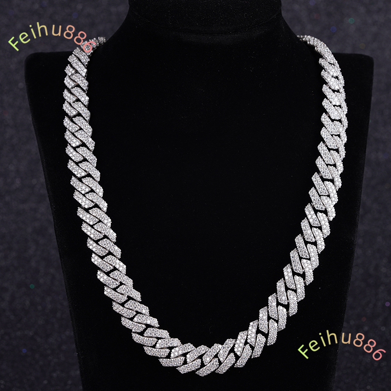 Diamond Cuban Chain S925 Sterling Silver Moissanite Cuban Link Chain Cuban Necklace