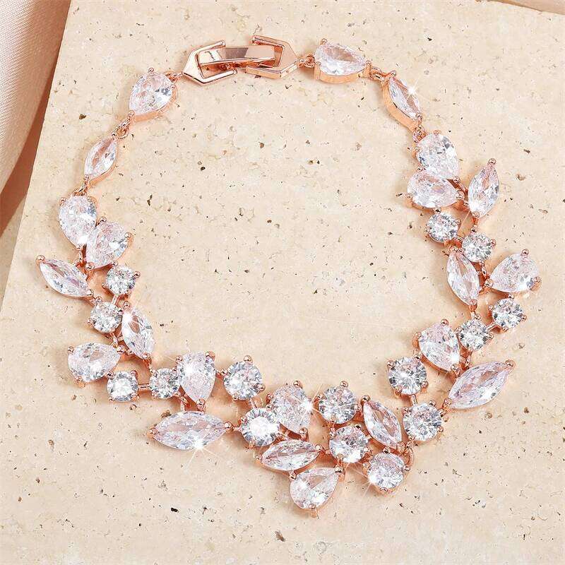 ZAKOL Luxury Shiny AAA CZ Charm Bracelet for Women Elegant Bridal Sliver Color Wedding Jewelry