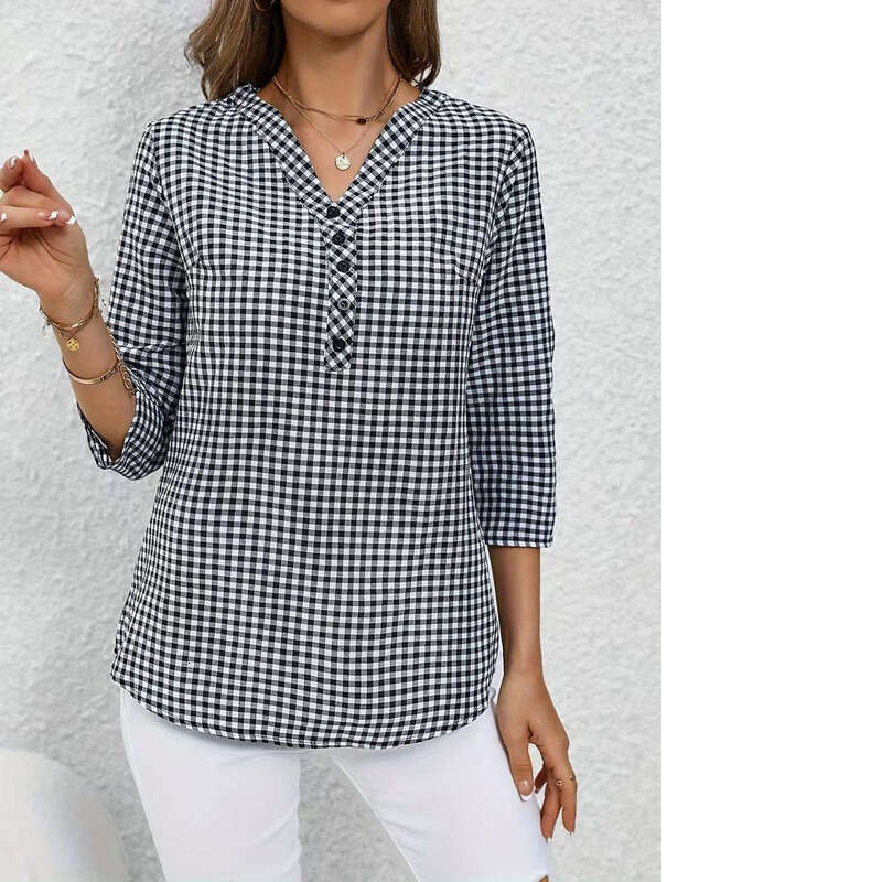 Women Pullover Hoodie Printed Sweatshirt K Fashionable Women S Retro Elegant Checkered Shirt