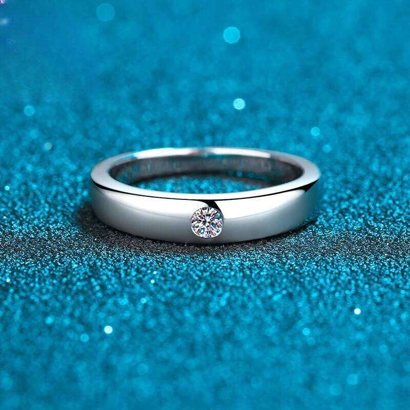 0.1ct D Color Moissanite Ring For Women 925 Sterling Silver with White Gold Plated Lab Diamond Engagement Wedding Band Jewelry 814