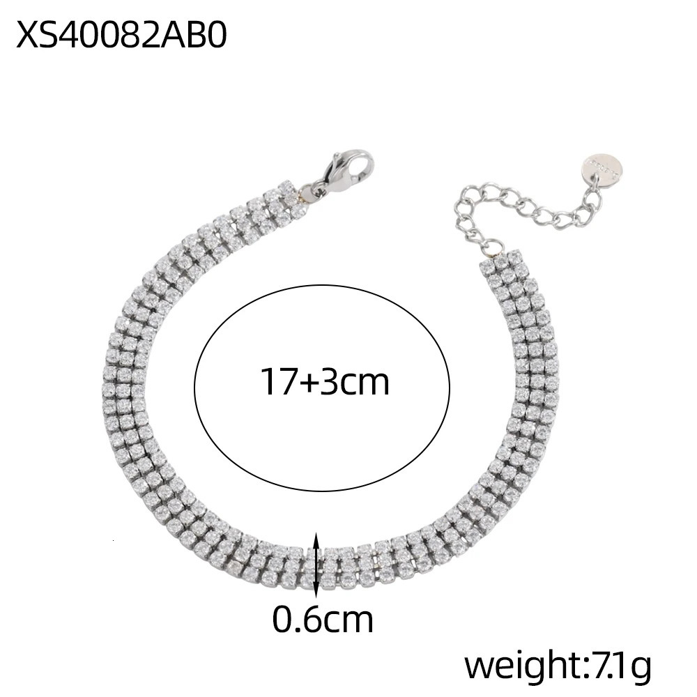 CARLIDANA Stackable Silver Color Stainless Steel Square Tennis Bracelet Women Pearl Zircon Colorful Heart Tennis Bracelet 251223