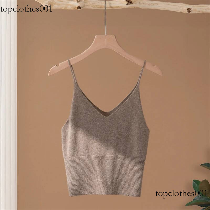 Women's High-Quality 100% Pure Cashmere Camisole Vest Knitted Inner T-Shirt Solid Color Suitable for All Seasons