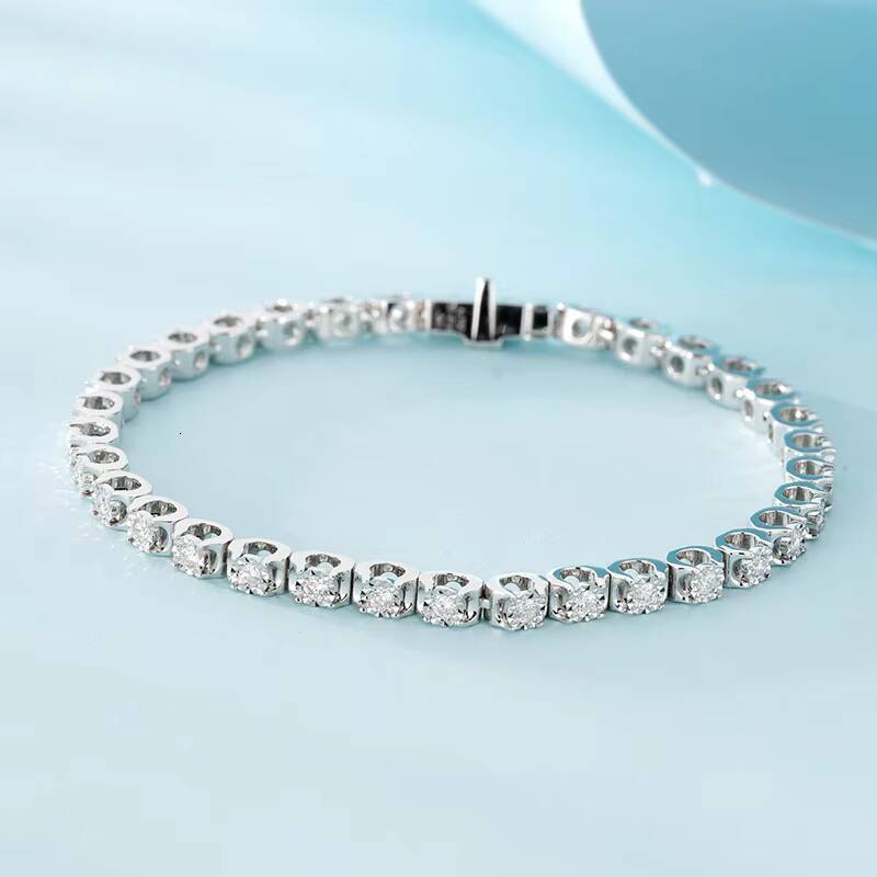 Luxury 18K Solid Gold Tennis Chain Hip-hip Bracelet Iced Def Vvs Hpht Lab Grown Diamond Gold Jewelry for Men Women