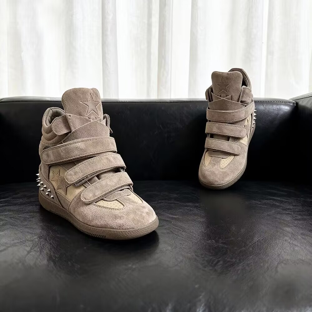 2025 Designer Fashion New Invisible Height Increasing Leather Women's Thick Bottom High Top Casual Shoes