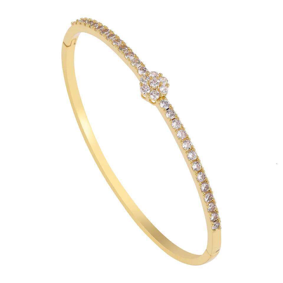 ZAKOL Light Luxury Round Zircon Inlaid Thin Bracelet Simple Fashion Versatile Wedding Party Jewelry for Ladies