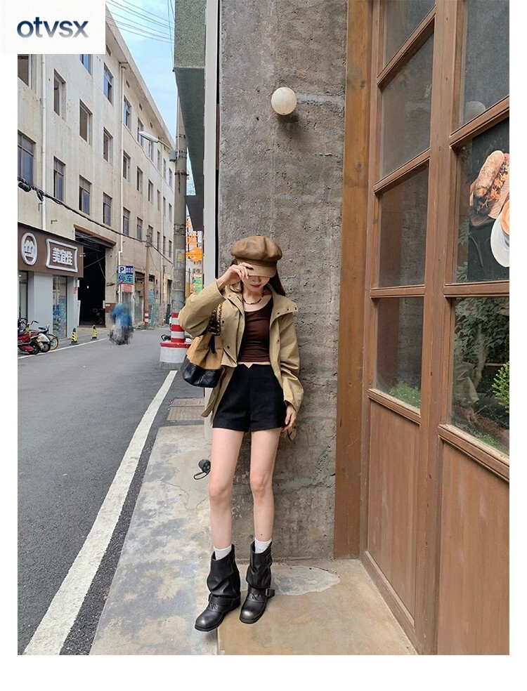 Otvsx autumn and winter new style retro style thick soled Martin boots height increasing luxury wide boots French niche design genuine leather texture