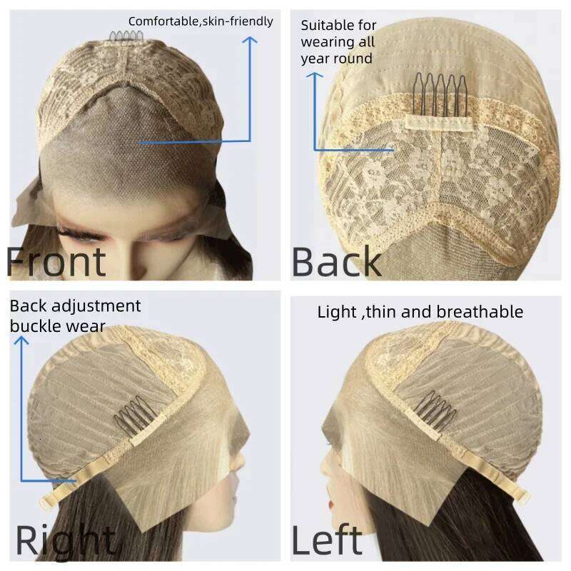 Light Brown Straight Front Glueless Long Synthetic Hair Lace Wigs for Women Root Dark Blonde Wig