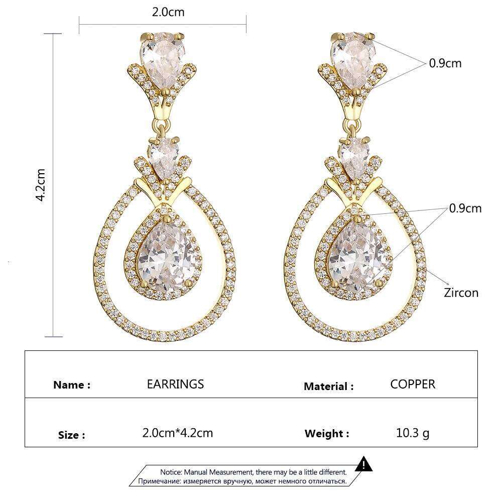ZAKOL Luxury Geometric Water Drop Zircon Earrings for Bridal Wedding Women's Silver Color Party Jewelry