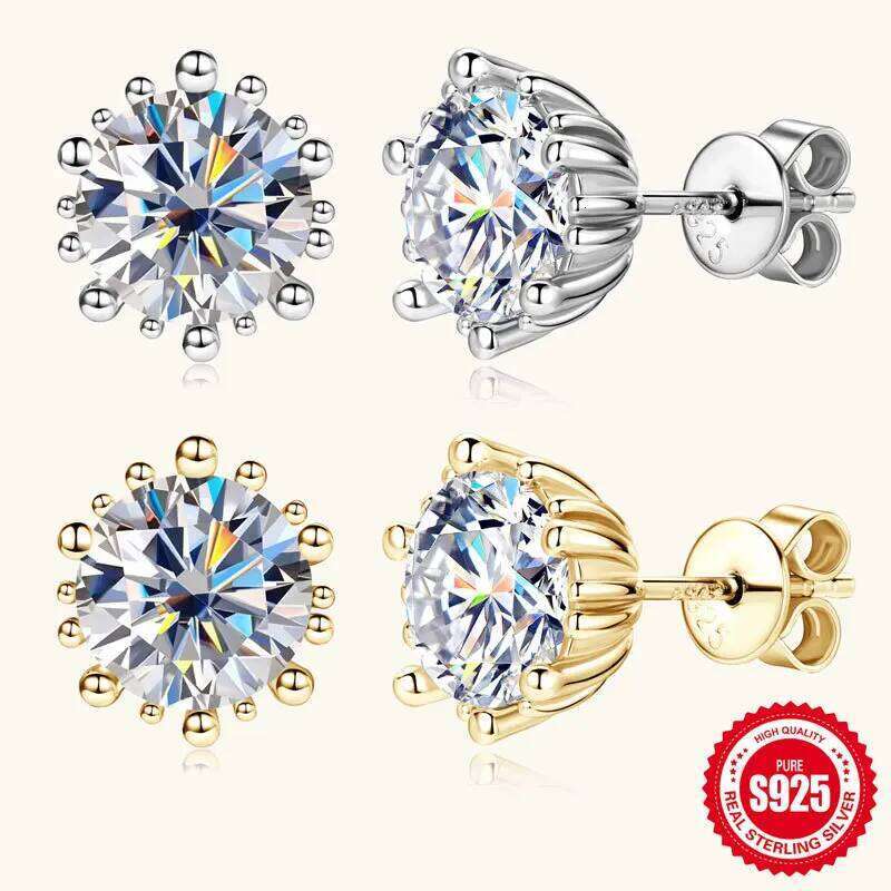 2 Carat 8.0mm D Color Moissanite Stud Earrings For Women Top Quality 100% 925 Sterling Silver Sparkling Wedding Jewelry 79f