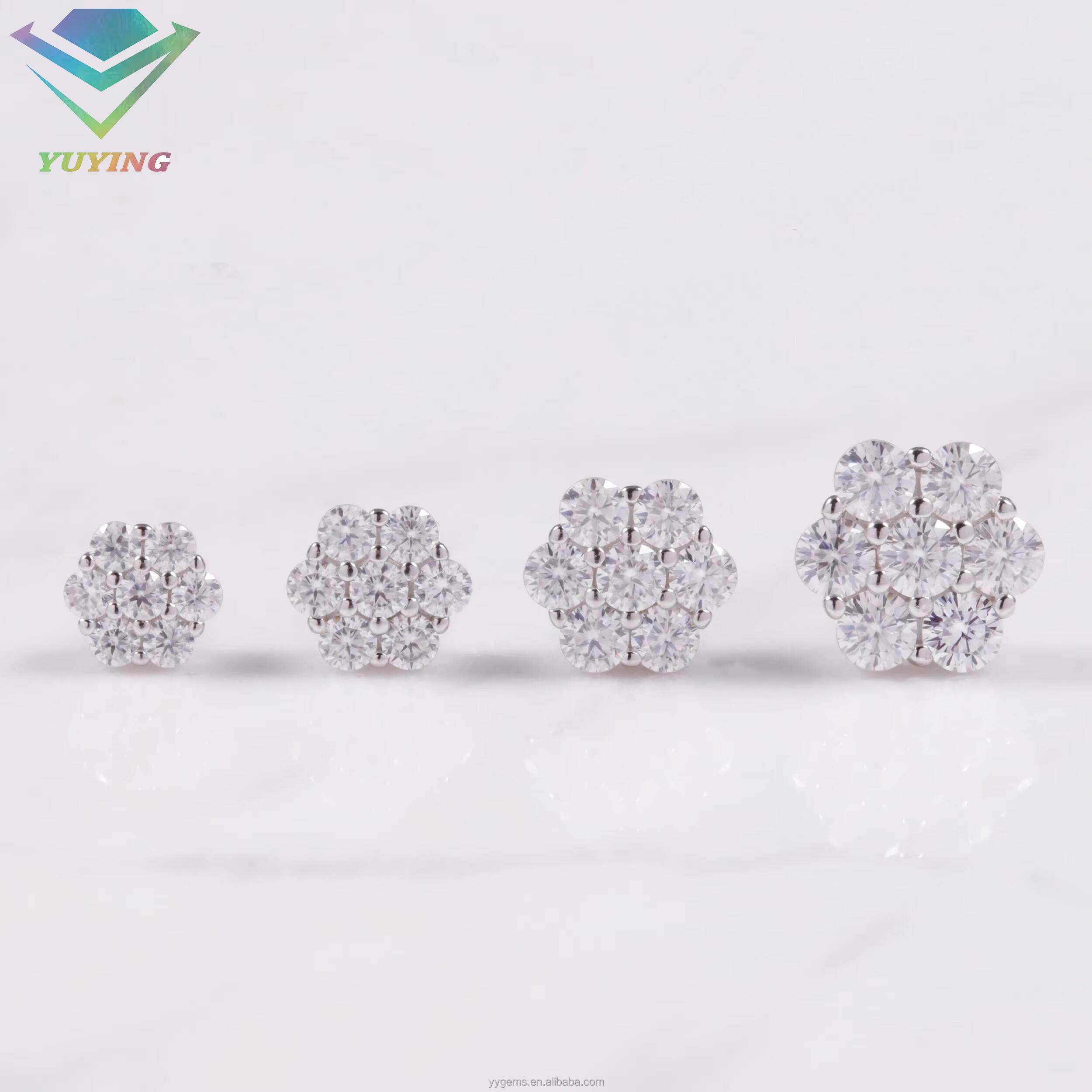 Fine Jewelry S925 Sterling Silver 7 Stones Flower Earrings Fashion Jewelry Iced out Moissanite Stud Earrings Popular Style Stud
