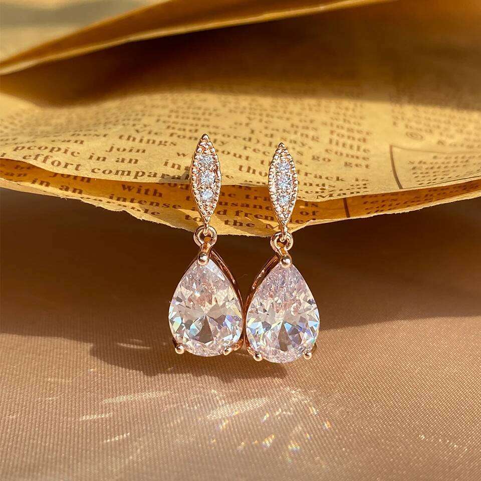 ZAKOL Classic AAA Cubic Zirconia Water Drop Dangle Earrings Shiny Clear Crystal Bridal Wedding Jewelry Wholesale