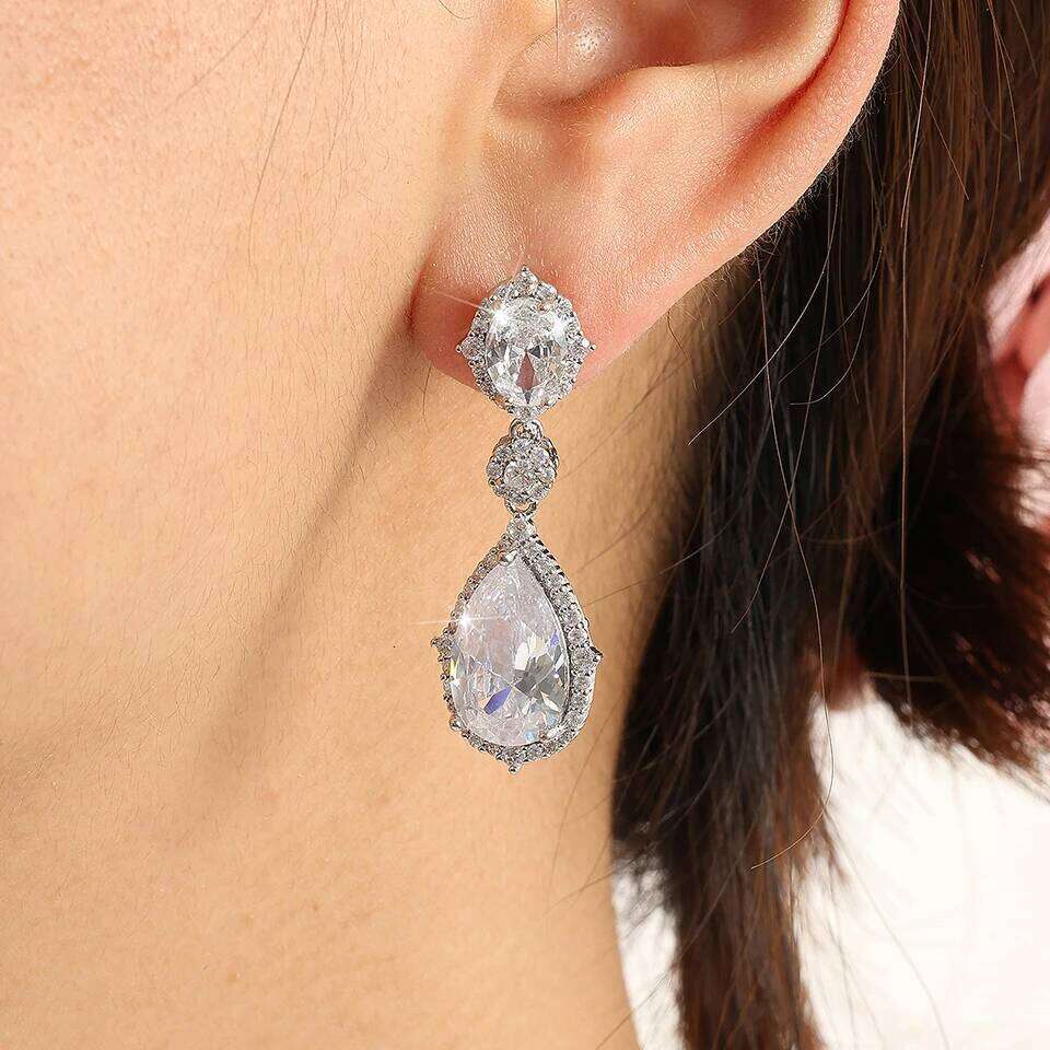 ZAKOL Elegant AAA Zirconia Water Drop Dangle Earrings for Women Clear Sparkling Crystal CZ Bridal Bridesmaid Wedding Jewelry