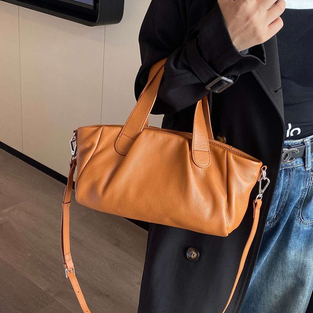 Luxury Shoulder Bags Totes Hobo Natural Cowhide Leather Bag For Women Crossbody New Fashion Handbag Simple Large Capacity Commuter Tote Lazy Style