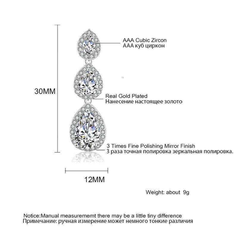 ZAKOL Classic 3 Pcs Big Water Drop Zircon Long Dangle Earrings for Women Elegant Wedding Party Jewelry