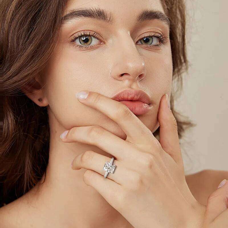 10ct D Color Moissanite Engagement Ring for Women 925 Sterling Silver Gold Plated Solitaire Rings Wholesale 296