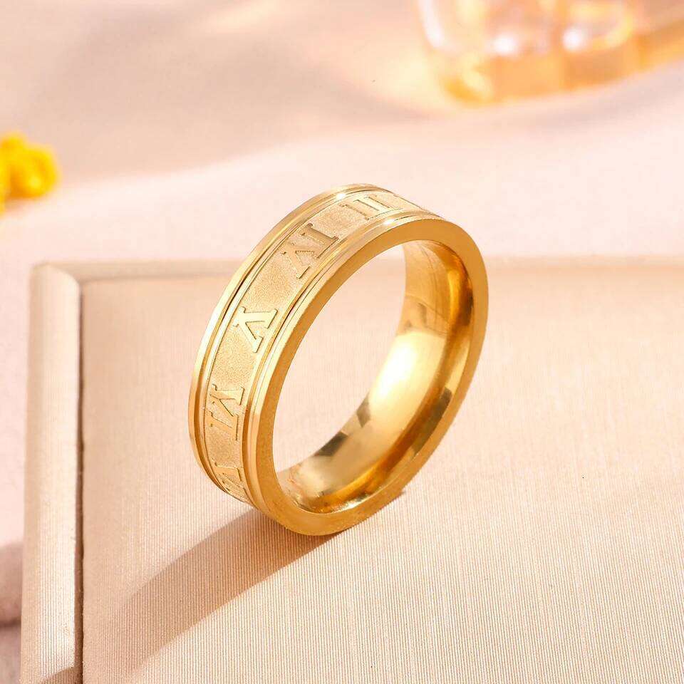 ZAKOL Trendy Roman Numeral Stainless Steel Bracelet Ring Set for Women And Men Minimalist Versatile Personalized Jewelry