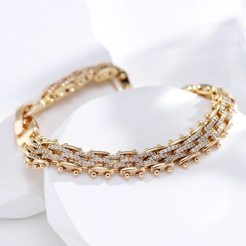 Kinel Fashion 585 Rose Gold Unique Link Bracelet For Women Natural Zircon Fine Daily Bracelets Ethnic Wedding Jewelry 251223