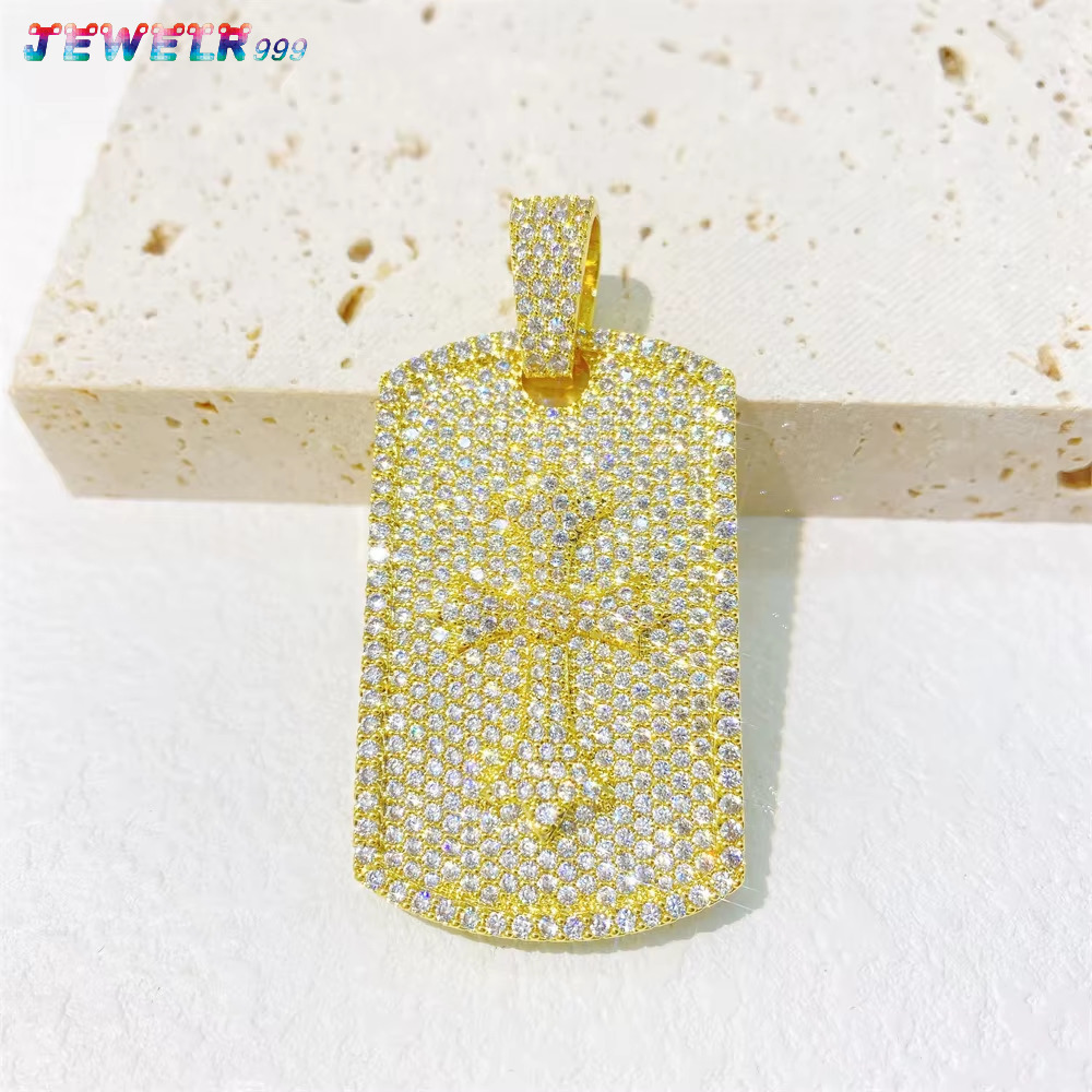 925 Silver VVS Moissanite Hip-hop Fashion Pendant Cross-Border Selling Full Diamond Square Brand Personalized