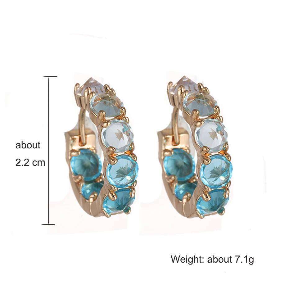 ZAKOL Fashion Shiny Lake Zircon CC Hoop Earrings for Women Elegant Gradient Blue Oval Crystal Earring Jewelry Gift