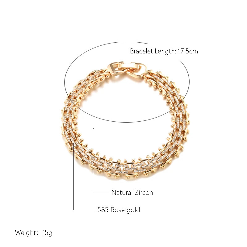 Kinel Fashion 585 Rose Gold Unique Link Bracelet For Women Natural Zircon Fine Daily Bracelets Ethnic Wedding Jewelry 251223