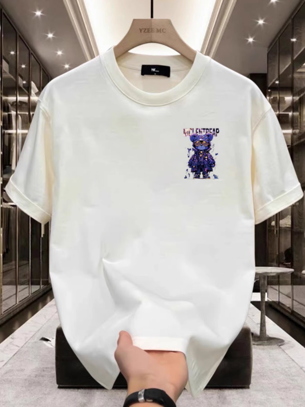 2026 New Arrival Trendy Brand 100% Cotton Printed Men's Short Sleeve T-shirt. Summer Bestseller, Fashionable & Casual, Crew Neck, Cartoon Bear De
