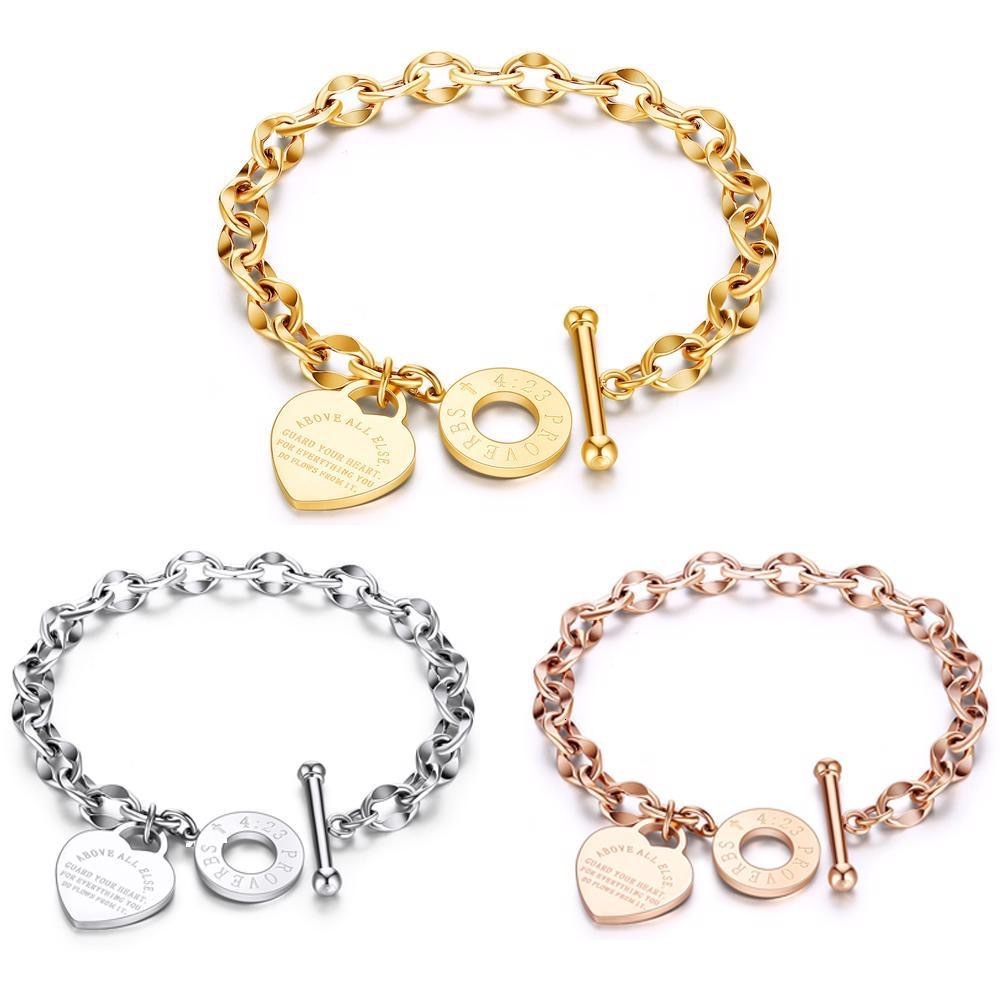 Luxury Brand Designer Jewelry New Niche Design INS Style Titanium Steel Women's Bracelet OT Buckle Heart Stainless Steel Heart-Shaped Bracelet Light Luxury Jewe