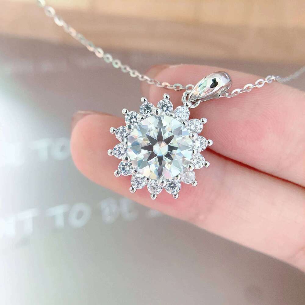 1-5ct Moissanite Tennis for Woman Wedding Jewely with Certificate 925 Sterling Sliver Plated 18k White Gold Necklace 6f6